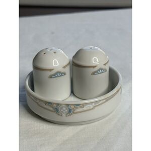 Noritake Gulf Fair Porcelain 3Piece Set Salt Pepper 1930s Japan